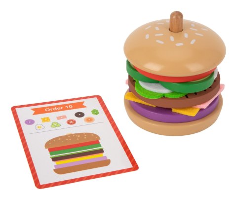  GREEN Drewniany Burger Restauracja Układanka dla Dzieci 15 el. Certyfikat FSC