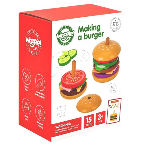  GREEN Drewniany Burger Restauracja Układanka dla Dzieci 15 el. Certyfikat FSC