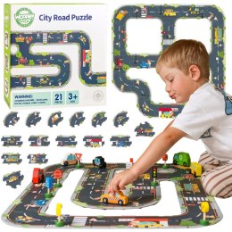  GREEN Droga Puzzle dla Dzieci Autostrada Makieta 21 el. Certyfikat FSC