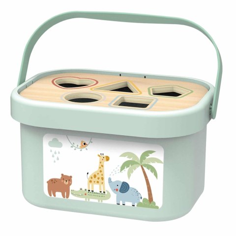  GREEN Pudełko Sorter Box 3w1 Klocki Piramidka Słonik FSC