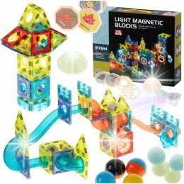 Klocki magnetyczne marble tor kulkowy świecący 75 elementów