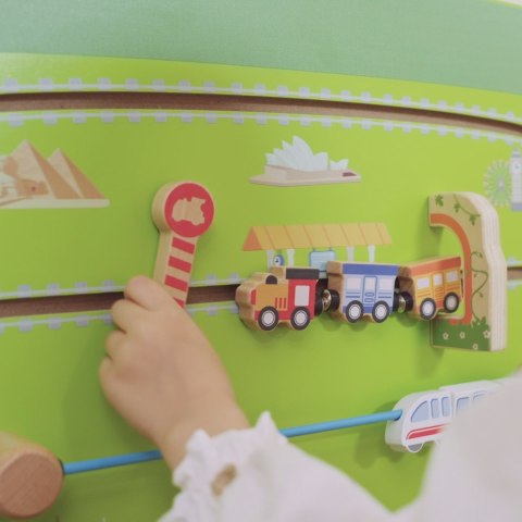  Drewniana Tablica Sensoryczna-Manipulacyjna EDU Pociąg