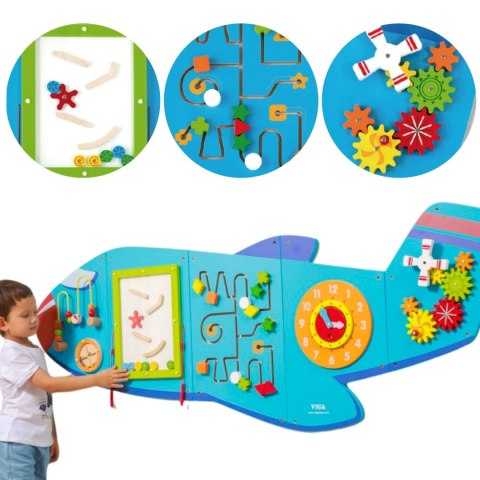  Drewniana Tablica Sensoryczna Manipulacyjna Samolot Certyfikat FSC Montessori