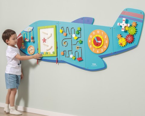  Drewniana Tablica Sensoryczna Manipulacyjna Samolot Certyfikat FSC Montessori