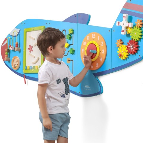  Drewniana Tablica Sensoryczna Manipulacyjna Samolot Certyfikat FSC Montessori