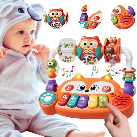  BABY Interaktywne Pianino Edukacyjne Sensoryczne Lisek LED Grzechotki