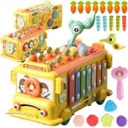  BABY Interaktywny Autobus Montessori Edukacyjny 6w1 Młoteczek Cymbałki +18 m