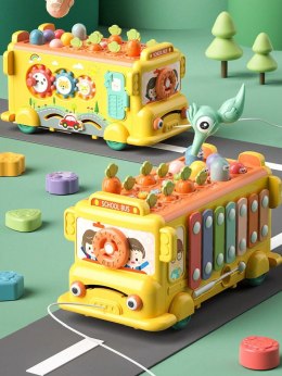  BABY Interaktywny Autobus Montessori Edukacyjny 6w1 Młoteczek Cymbałki +18 m