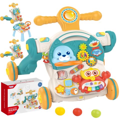  BABY Pchacz Chodzik Stolik Edukacyjny Hulajnoga Jeździk 4w1