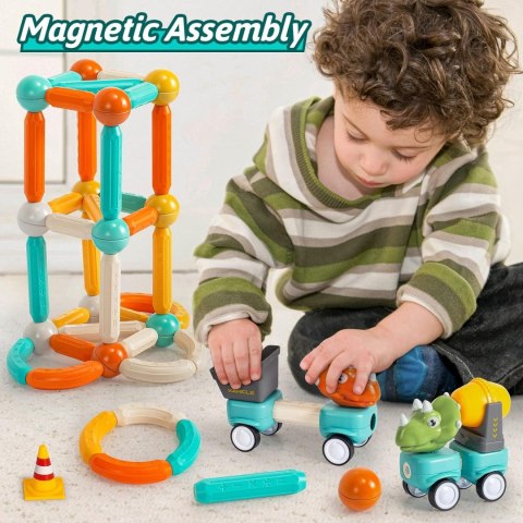  Klocki Magnetyczne Dinozaury Konstrukcyjne 84 el.