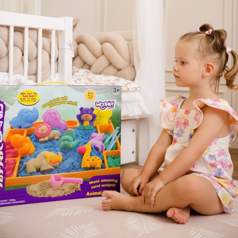  Piasek Kinetyczny 1,2 kg Zestaw XL ZOO Stolik z Foremkami