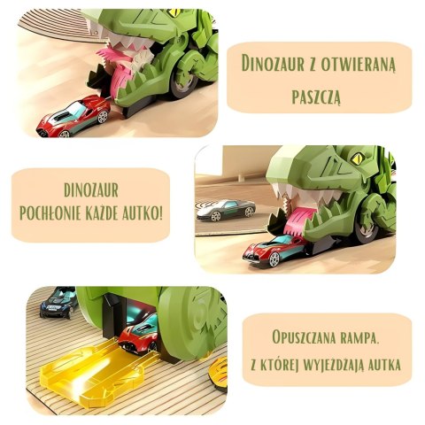  Zestaw Pojazdów Tor Dinozaur Pożeracz 13el.