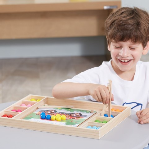  Drewniana Gra Kulki Złap i Dopasuj Układanka Montessori