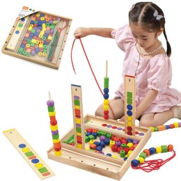  Drewniana Gra edukacyjna Logiczne koraliki 104 elementy Montessori