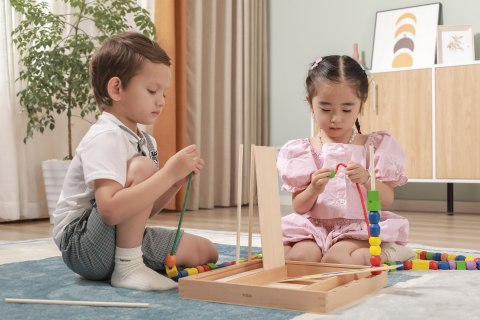  Drewniana Gra edukacyjna Logiczne koraliki 104 elementy Montessori