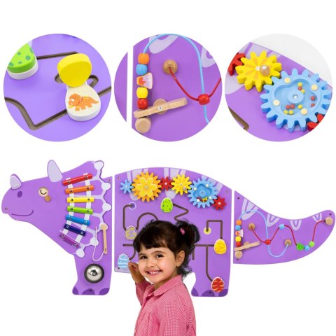  Drewniana Tablica Sensoryczna-Manipulacyjna EDU Triceratops