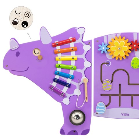  Drewniana Tablica Sensoryczna-Manipulacyjna EDU Triceratops