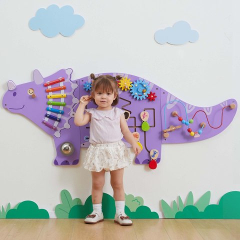  Drewniana Tablica Sensoryczna-Manipulacyjna EDU Triceratops