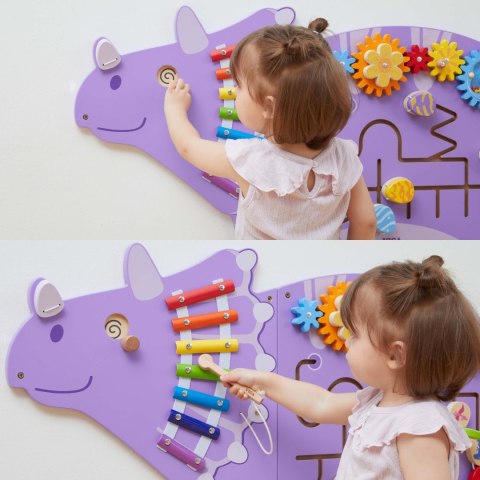  Drewniana Tablica Sensoryczna-Manipulacyjna EDU Triceratops