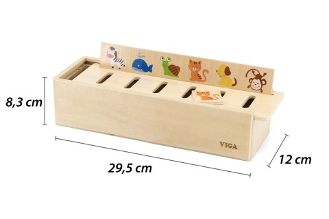  Drewniany Edukacyjny Sorter Gra Zwierzątka Owoce Warzywa Montessori