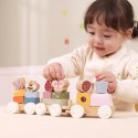  Drewniany Wiosenny Pociąg Edukacyjny 18 Elementów