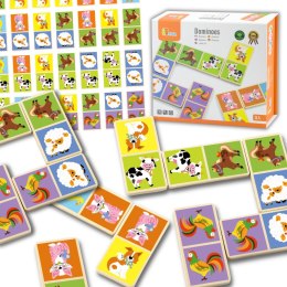  Edukacyjne Klocki Domino Drewniane gra Farma 28 elementów Montessori