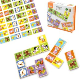  Edukacyjne Klocki Domino Drewniane gra Farma 28 elementów Montessori