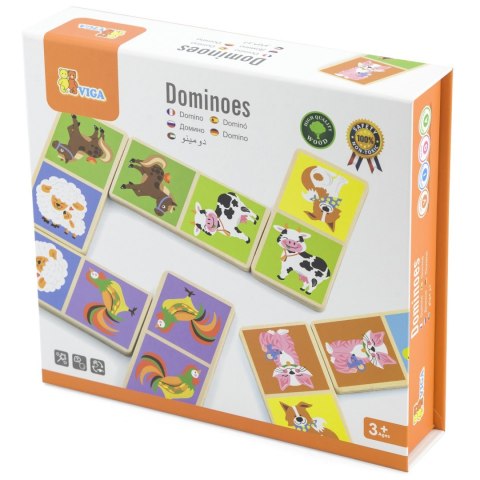  Edukacyjne Klocki Domino Drewniane gra Farma 28 elementów Montessori