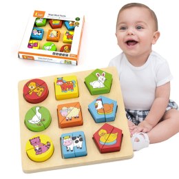  Puzzle Edukacyjne Drewniane Zwierzęta