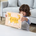  Zestaw Puzzle Drewniane 12 Układanek Zwierzątka Montessori + Stojak