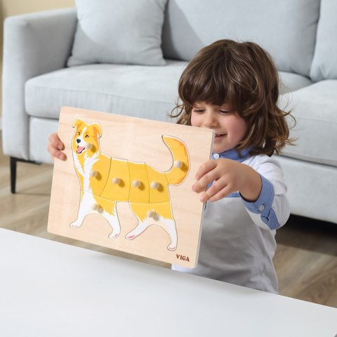  Zestaw Puzzle Drewniane 12 Układanek Zwierzątka Montessori + Stojak