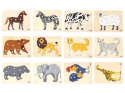  Zestaw Puzzle Drewniane 12 Układanek Zwierzątka Montessori + Stojak