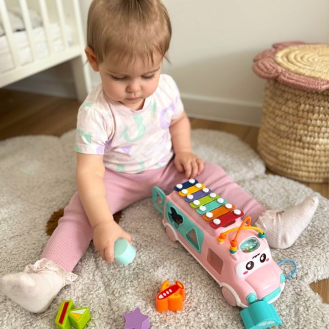  BABY Samochodzik Muzyczny Sorter z Cymbałkami Różowy