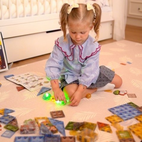  Klocki Magnetyczne Konstrukcyjne Świecące 3D Świat Zwierząt 124el.