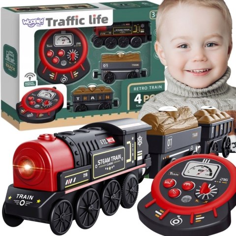  Lokomotywa Elektryczna Zdalnie Sterowana Kolejka Retro Wagony 4 el.