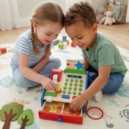  Drewniana Kasa sklepowa z akcesoriami Skaner Montessori