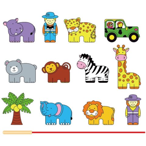  Drewniana Nawlekanka Przeplatanka Klocki Safari ZOO Montessori