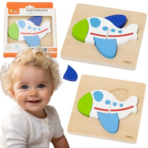  Drewniane Puzzle - Kolorowy Samolot