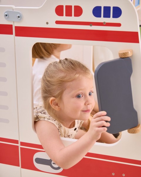  Duży Drewniany Ambulans Zestaw Karetka Małych Ratowników Akcesoria 25 el.