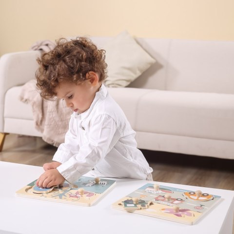  PolarB Drewniane Puzzle Zwierzęta z Pinezkami