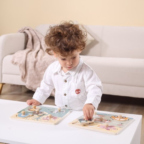  PolarB Drewniane Puzzle Zwierzęta z Pinezkami