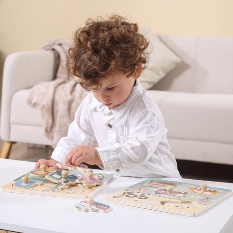  PolarB Drewniane Puzzle Zwierzęta z Pinezkami