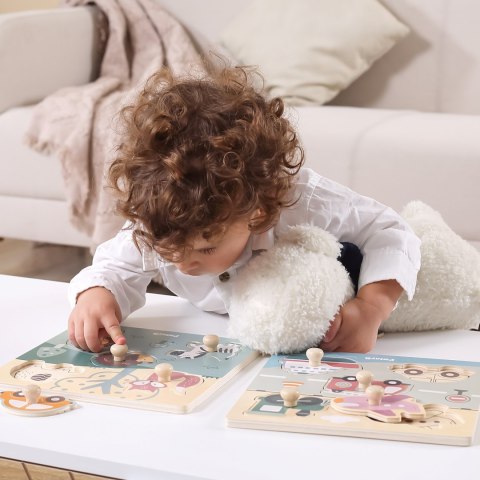  PolarB Drewniane Puzzle Zwierzęta z Pinezkami