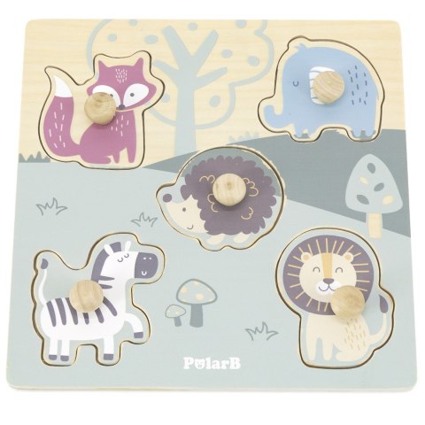  PolarB Drewniane Puzzle Zwierzęta z Pinezkami