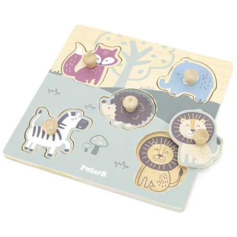  PolarB Drewniane Puzzle Zwierzęta z Pinezkami