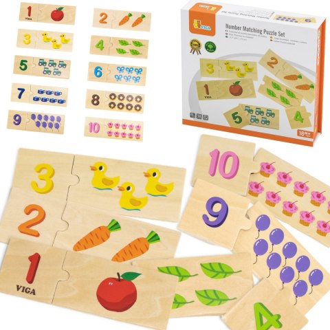  Zestaw Drewniane Puzzle Dopasuj Liczby Układanka Montessori