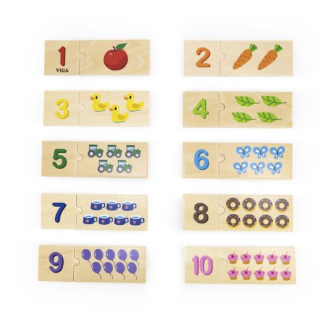  Zestaw Drewniane Puzzle Dopasuj Liczby Układanka Montessori