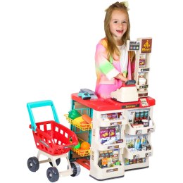  Sklep Supermarket z Wózkiem Sklepowym Waga Kasa Skaner + 48 Akc.