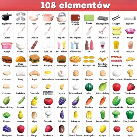  Zestaw Akcesoriów Kuchennych Zabawka do Gotowania 108 el