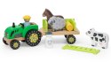 Viga Drewniany Traktor z Przyczepą Figurki Zwierząt Farma Zestaw Edukacyjny